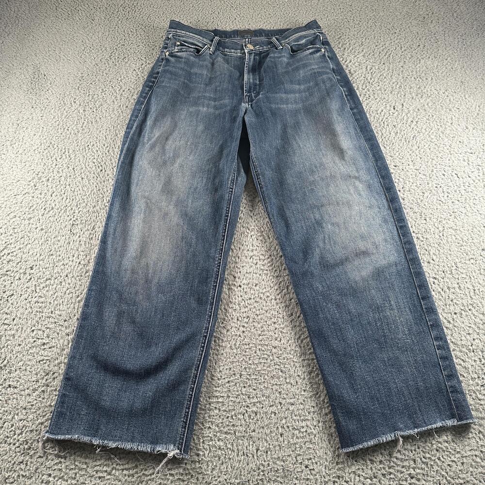 Mother The Maverick Fray Jeans Womens 27 Blue High Rise Crop USA Moon Dark